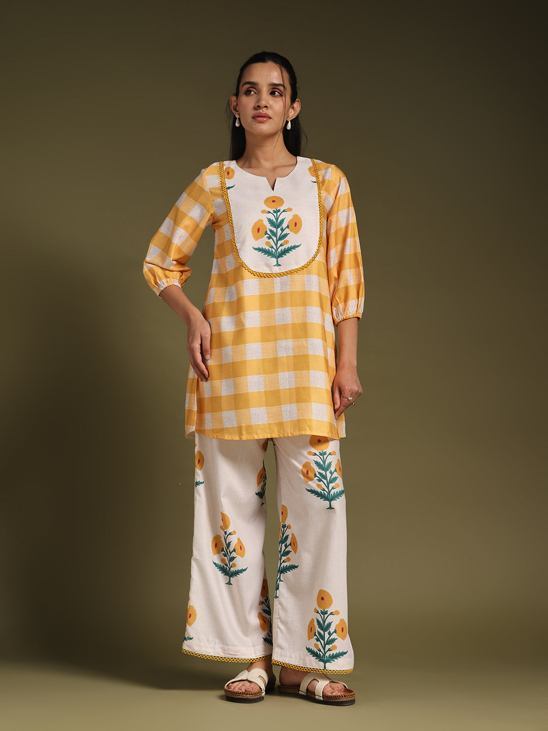 Yellow Checked Co-Ord Set