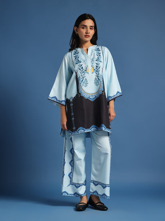 Light Blue & Black Printed Co-Ord set