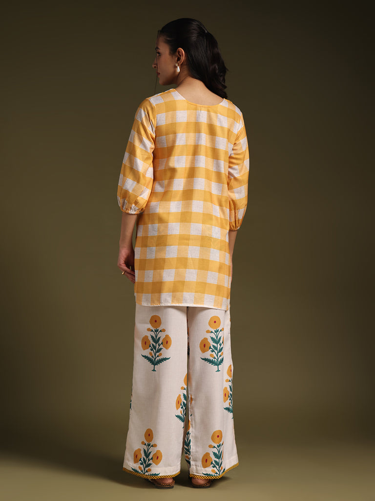 Yellow Checked Co-Ord Set
