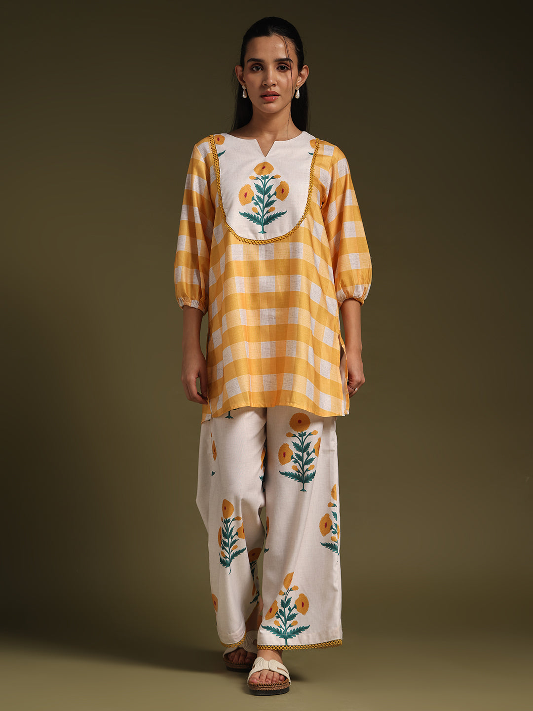 Yellow Checked Co-Ord Set
