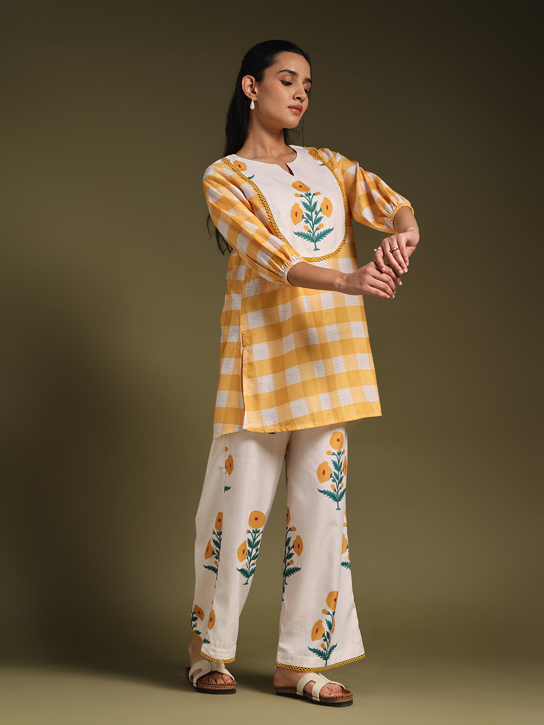 Yellow Checked Co-Ord Set