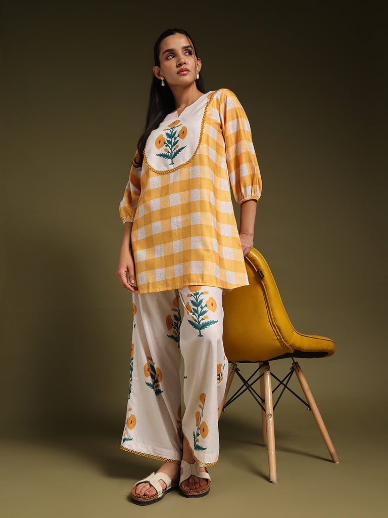 Yellow Checked Co-Ord Set
