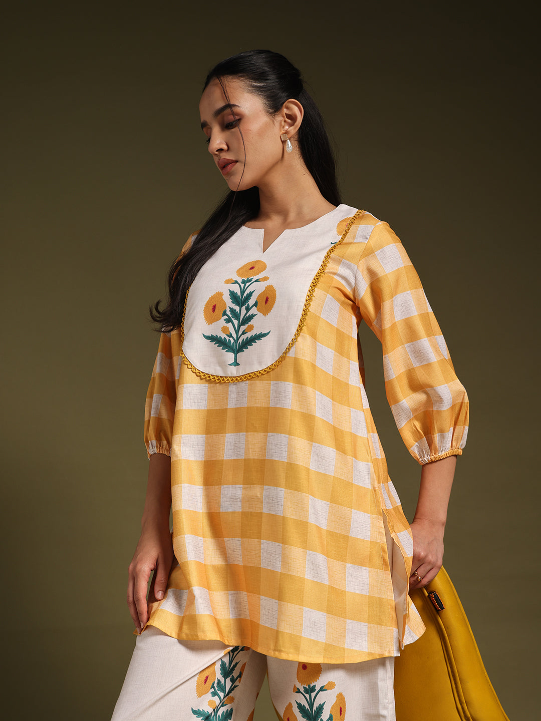 Yellow Checked Co-Ord Set