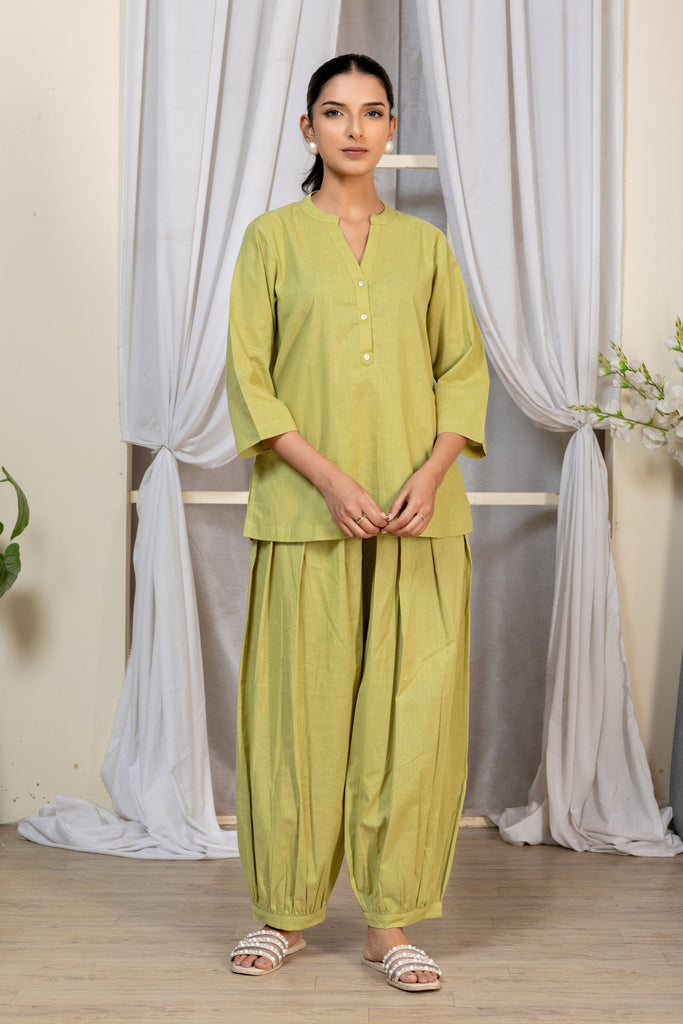 Lime Green Solid Top for Women
