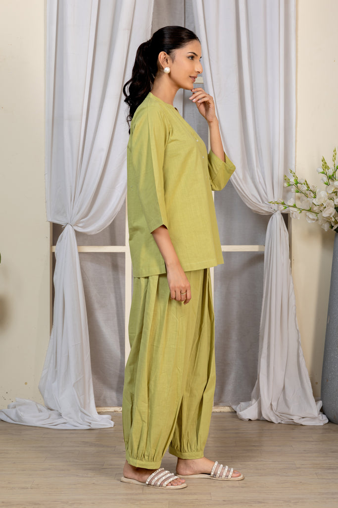 Lime Green Solid Top & Bottom Co-Ord Set