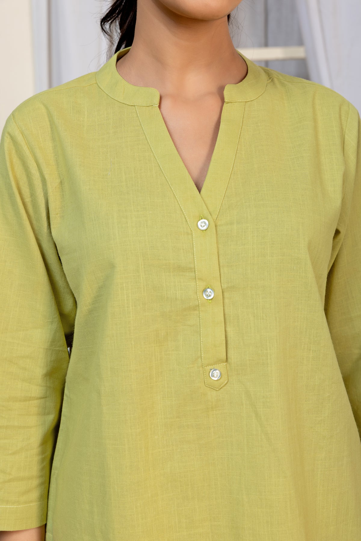 Lime Green Solid Top for Women