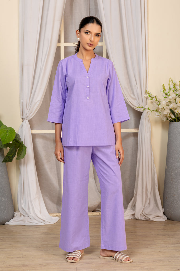 Lavender Solid Top & Bottom Co-Ord Set