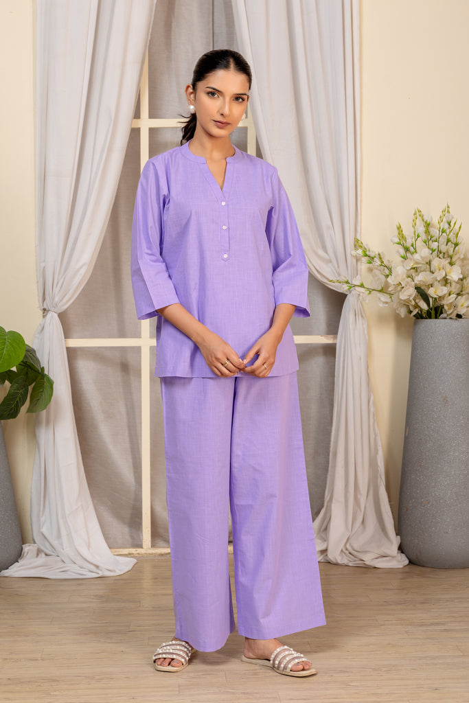 Lavender Solid Top & Bottom Co-Ord Set