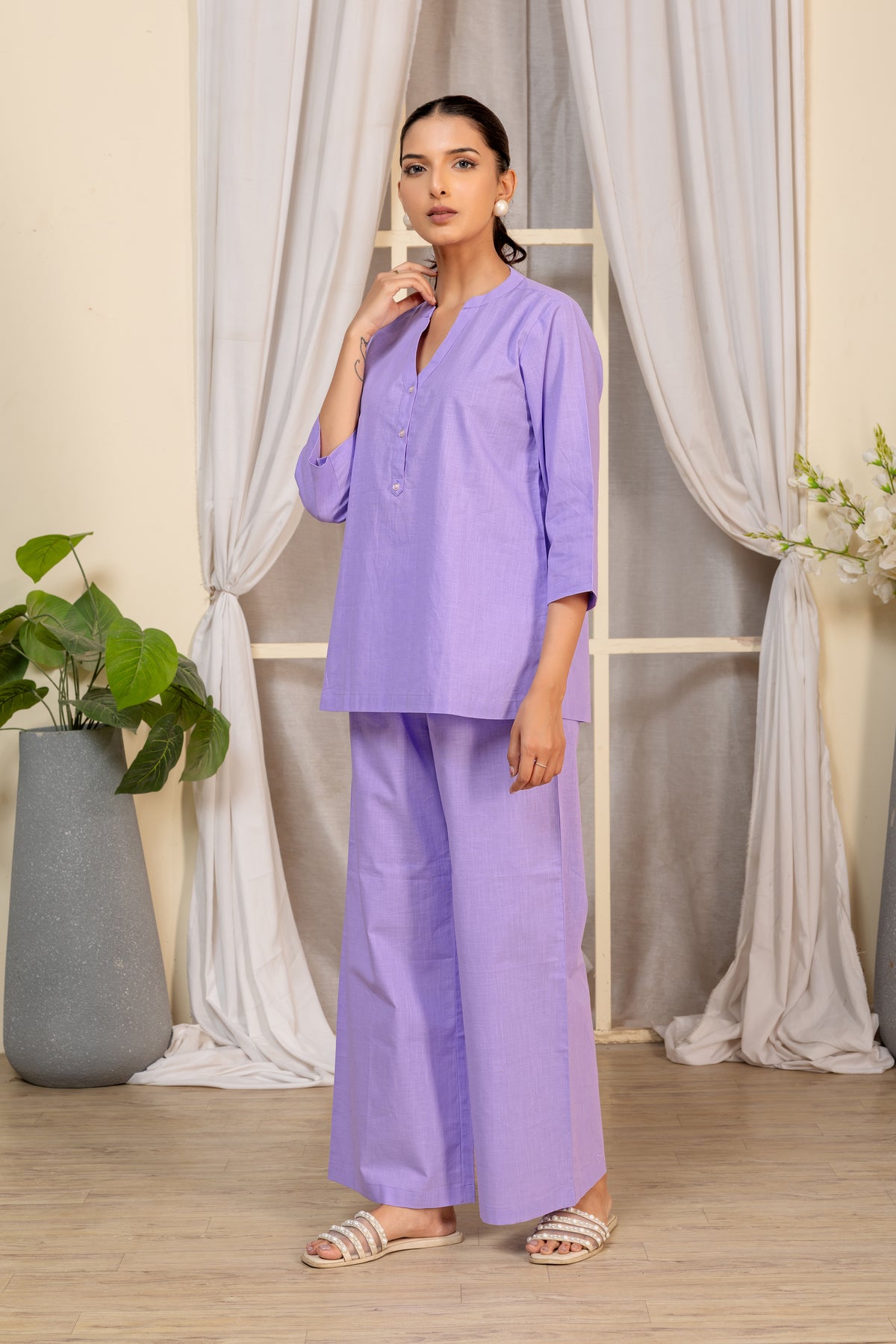 Lavender Solid Top & Bottom Co-Ord Set