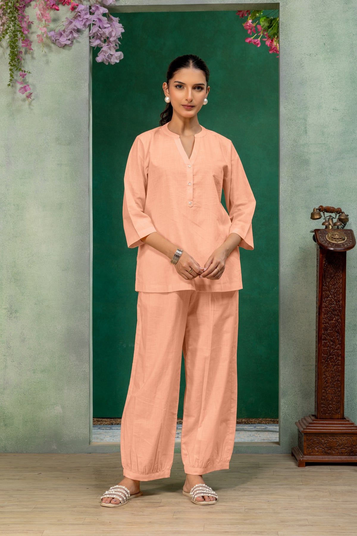 Peach Solid Top for Women