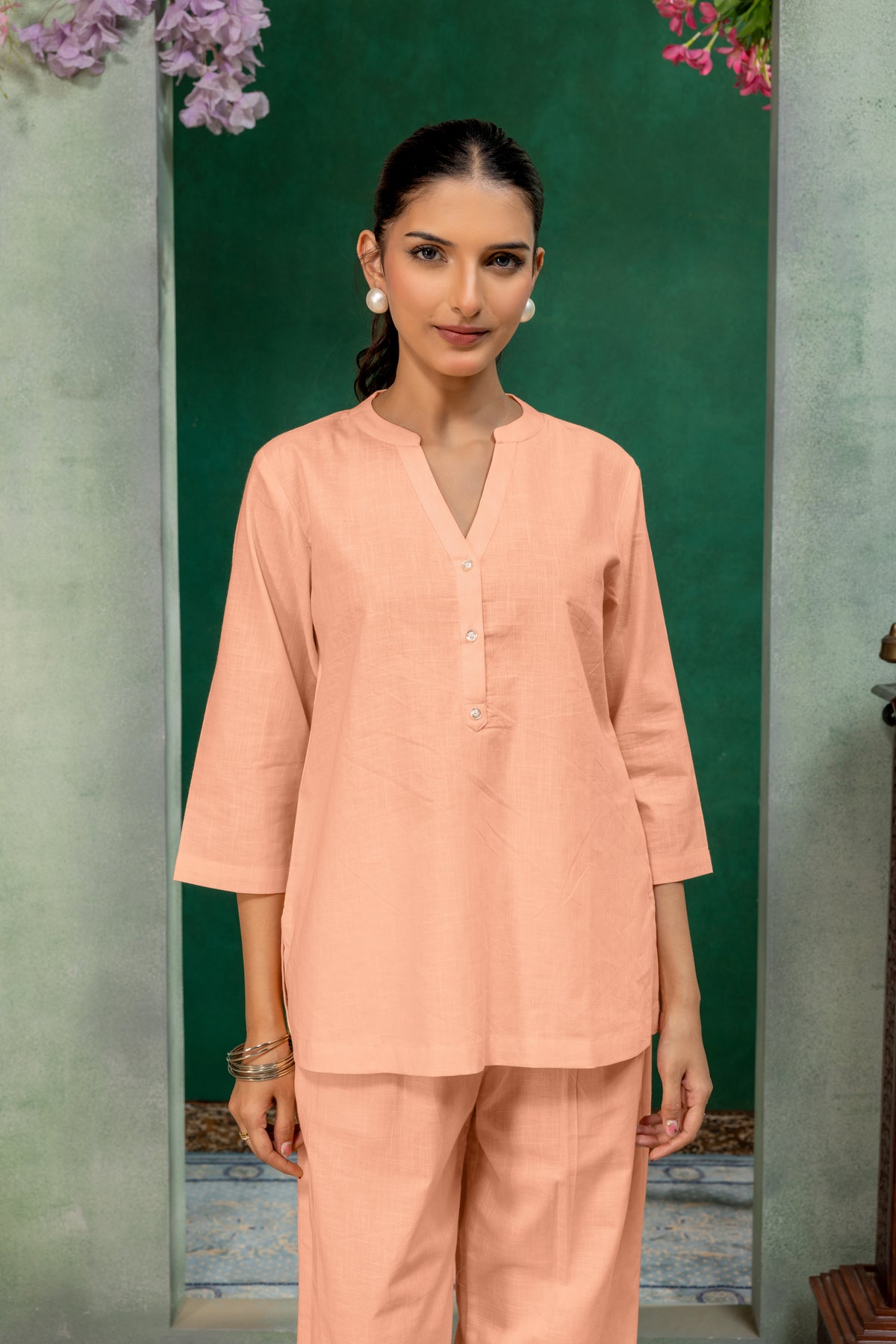 Peach Solid Top for Women