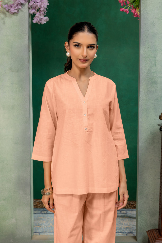 Peach Solid Top for Women