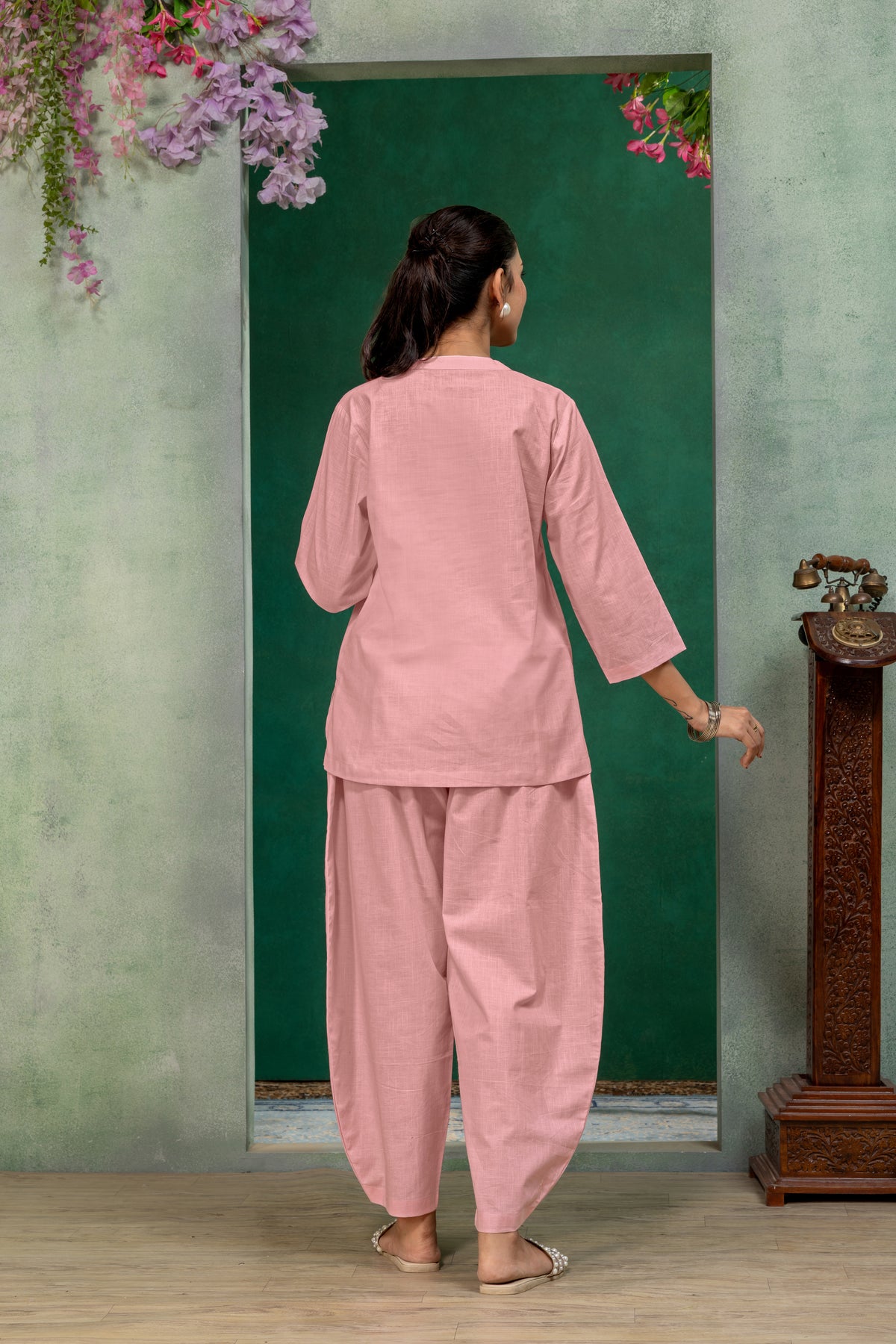 Pink Solid Pants for Women