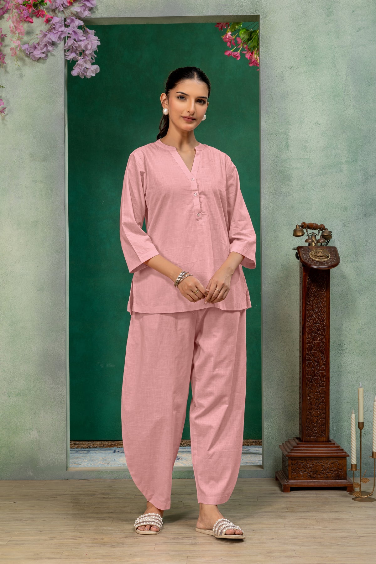 Pink Solid Top & Bottom Co-Ord Set