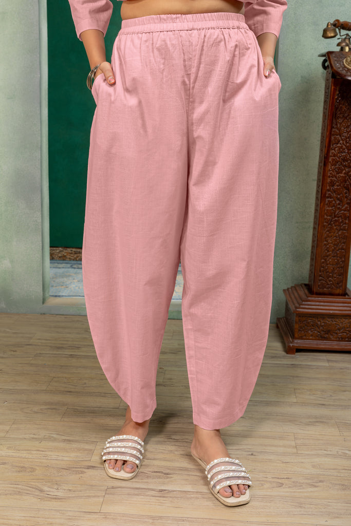 Pink Solid Top & Bottom Co-Ord Set