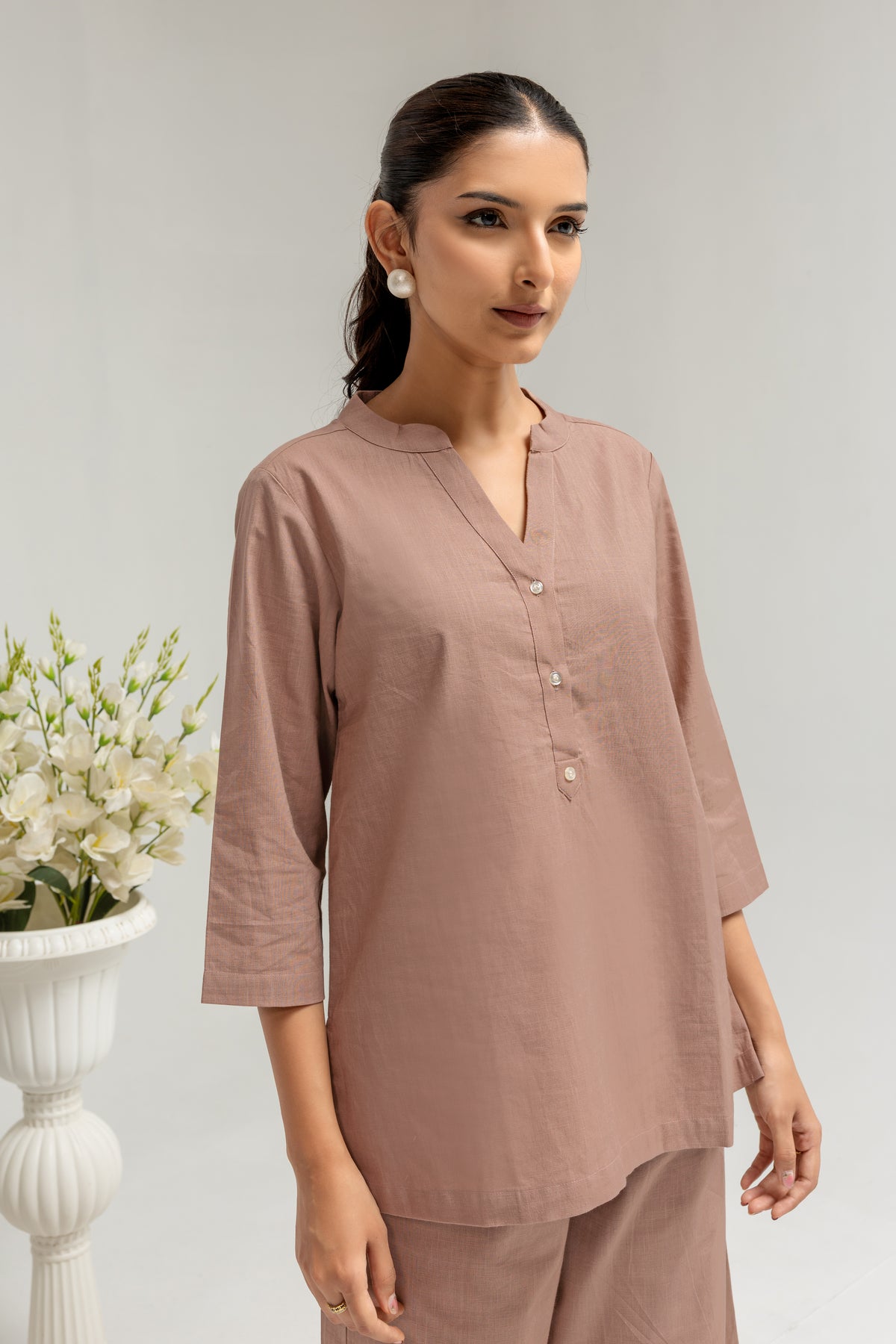Mocha Brown Solid Top for Women