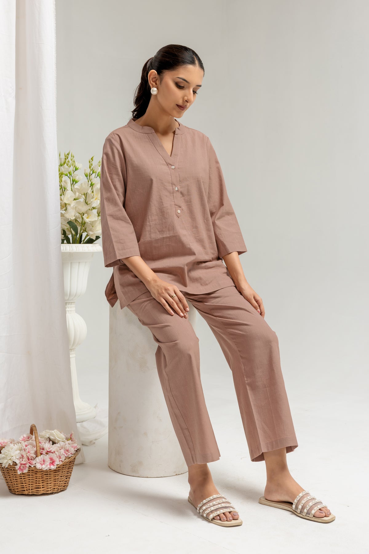 Mocha Brown Solid Top for Women